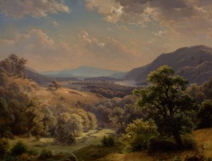 Extensive Landscape with Valley and Mountains by Paul Weber Oil Painting
