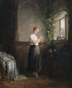 Ein junges Madchen flicht ihre ZOpfe by Paul Wichmann Oil Painting