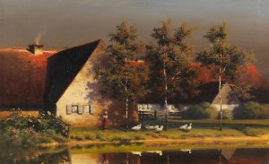 Die kleine Gansehirtin Oil painting by Paul Wilhelm Keller-Reutlingen