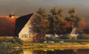 Die kleine Gansehirtin Oil painting by Paul Wilhelm Keller-Reutlingen