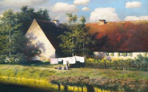 Sommeridyll am Bauernhof Oil painting by Paul Wilhelm Keller-Reutlingen