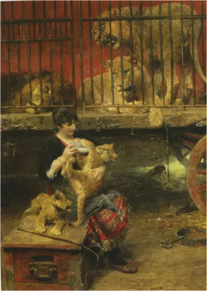 Feeding The Cubs by Paul Wilhelm Meyerheim - Oil Painting Reproduction