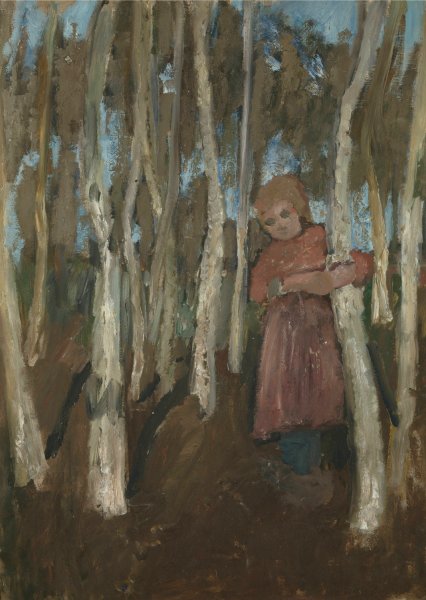 Main Product Photo of Girl in a Birch Forest  Painting by Paula Modersohn-Becker