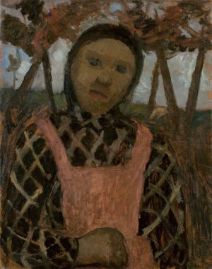 Girl in dusk with plaid blouse by Paula Modersohn-Becker Oil Painting