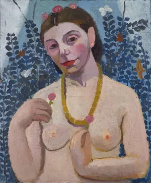 Self-Portrait as a Half-Length Nude with Amber Necklace II by Paula Modersohn-Becker Oil Painting