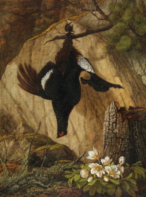 A Wood Grouse and Black Hellebore by Pauline Halm-Flechner Oil Painting
