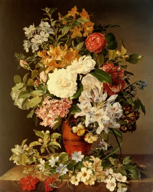 Stilleben Mit Blumen by Pauline Koudelka-Schmerling - Oil Painting Reproduction
