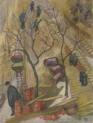 Bauplatz der I. G. Farben by Pauline Kowarzik Oil Painting
