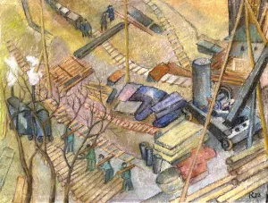 Bauplatz der I. G. Farben by Pauline Kowarzik Oil Painting