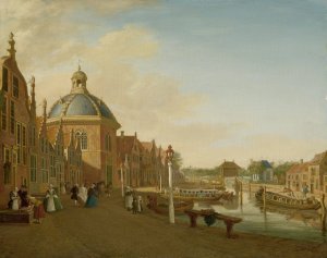 The Docking Basin in the Barge Canal in Leidschendam by Paulus Constantijn La Fargue Oil Painting