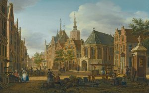 The Hague, A View Of The Groenmarkt Near The Westeinde Looking West by Paulus Constantijn La Fargue Oil Painting