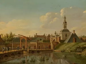 View of the Witte Poort, Leiden Oil painting by Paulus Constantjin La Fargue