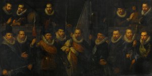 Officers and other civic Guardsmen of the IIIrd District of Amsterdam, under the Command of Captain Jacob Gerritsz Hoyngh and Lieutenant Nanningh Florisz Cloeck by Paulus Moreelse Oil Painting