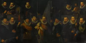 Officers and other civic Guardsmen of the IIIrd District of Amsterdam, under the Command of Captain Jacob Gerritsz Hoyngh and Lieutenant Nanningh Florisz Cloeck by Paulus Moreelse Oil Painting