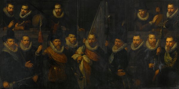 Main Product Photo of Officers and other civic Guardsmen of the IIIrd District of Amsterdam, under the Command of Captain Jacob Gerritsz Hoyngh and Lieutenant Nanningh Florisz Cloeck  Painting by Paulus Moreelse