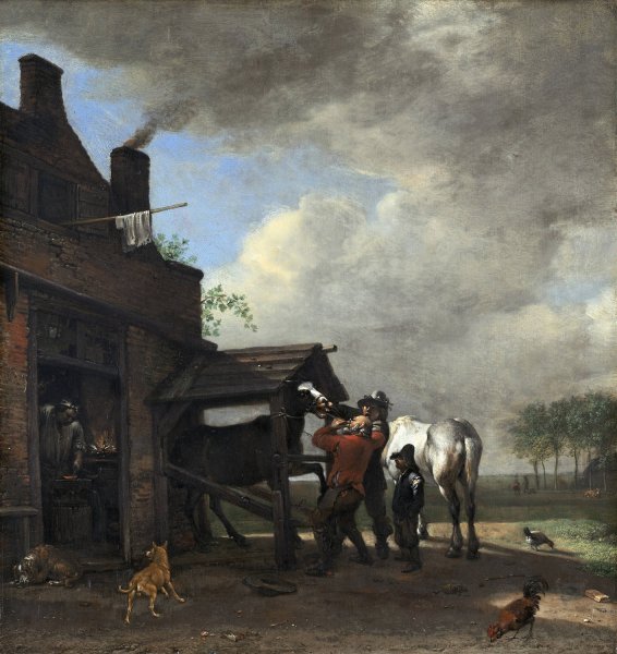 Main Product Photo of A Farrier's Shop  Painting by Paulus Potter