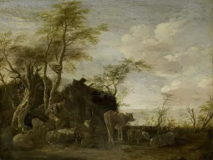 A herdsman's hut Oil painting by Paulus Potter