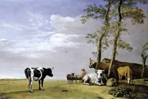 A Husbandman with His Herd by Paulus Potter Oil Painting