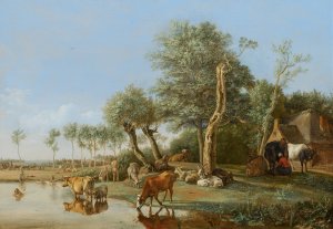 Cows Reflected in the Water by Paulus Potter Oil Painting