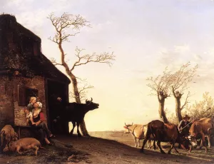 Driving the Cattle to Pasture in the Morning by Paulus Potter Oil Painting