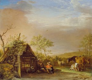 Herdsmen with their Cattle by Paulus Potter Oil Painting