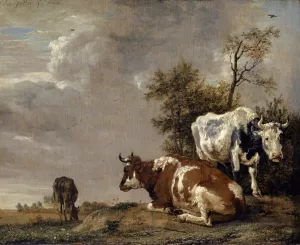 Three Cows on a Pasture by Paulus Potter Oil Painting