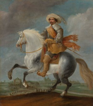 Prince Frederik Hendrik on Horseback outside the Fortifications of 's -Hertogenbosch, 1629 by Pauwels Van Hillegaert Oil Painting