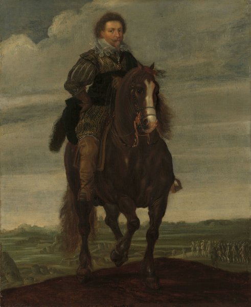 Prince Frederik Hendrik on Horseback  by Pauwels Van Hillegaert - Hand-Painted Oil Painting Reproduction