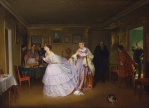 The Major Makes a Proposal by Pavel Fedotov Oil Painting