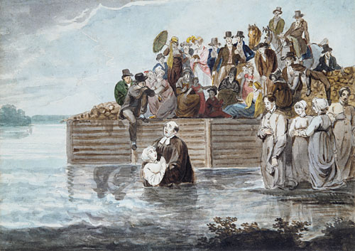 Main Product Photo of A Philadelphia Anabaptist Immersion during a Storm Painting by Pavel Petrovich Svinin