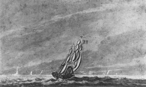 Full Sail off Sandy Hook--Entrance to New York Harbor by Pavel Petrovich Svinin Oil Painting