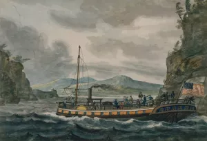 Steamboat Travel on the Hudson River by Pavel Petrovich Svinin Oil Painting