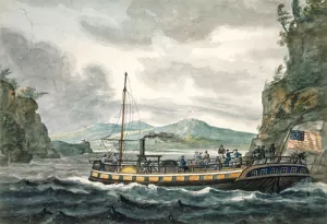 Steamboat Travel on the Hudson River painting by Pavel Petrovich Svinin