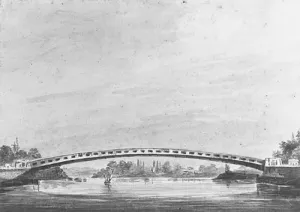 The Upper Bridge over the Schuylkill, Philadelphia--Lemon Hill in the Background Oil painting by Pavel Petrovich Svinin