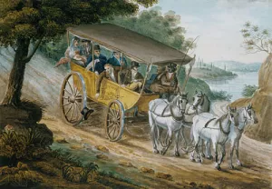 Travel by Stagecoach Near Trenton, New Jersey by Pavel Petrovich Svinin - Oil Painting Reproduction
