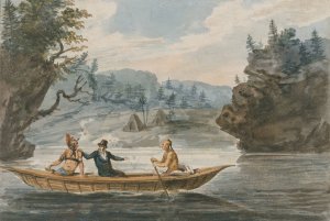 Two Indians and a White Man in a Canoe by Pavel Petrovich Svinin Oil Painting