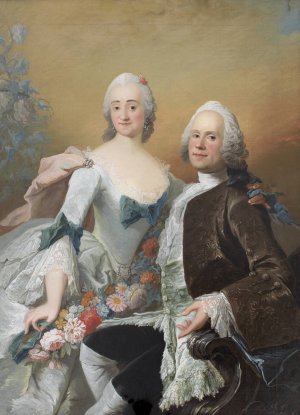 The Court Jeweller Christopher Fabritius and his Wife Gundel, nee Berntz by Peder Als Oil Painting