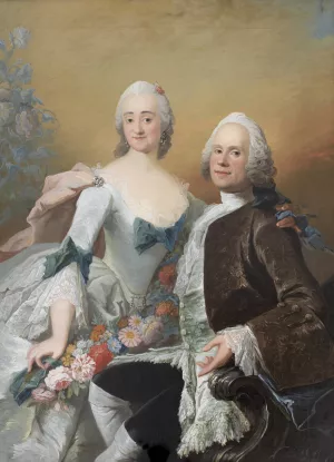 The Court Jeweller Christopher Fabritius and his Wife Gundel, nee Berntz by Peder Als Oil Painting
