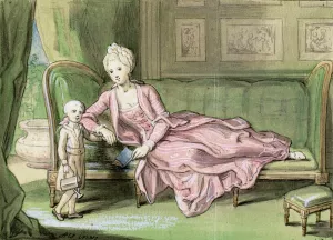 Tredje udkast til maleri af Caroline Mathilde og Frederik by Peder Als Oil Painting