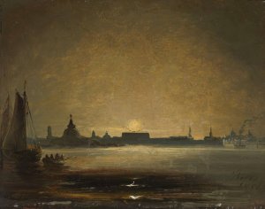 Dresden in Moonlight by Peder Balke Oil Painting