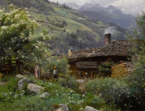 A Cottage In Gastein, Austria by Peder Mork Monsted Oil Painting