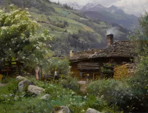 A Cottage In Gastein, Austria by Peder Mork Monsted Oil Painting
