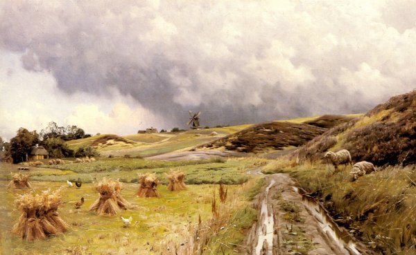Main Product Photo of A Pastoral Landscape After a Storm Painting by Peder Mork Monsted