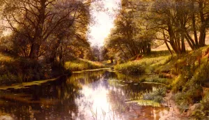 A Winding Stream In Summer by Peder Mork Monsted - Oil Painting Reproduction