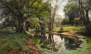 A Woodland Stream on a Summer Day by Peder Mork Monsted Oil Painting