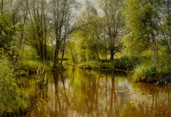 Alandskab I Solskin En Forarsdag painting by Peder Mork Monsted