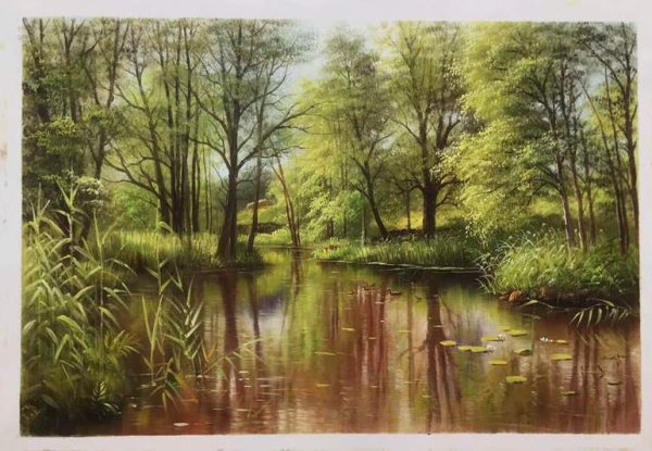 Sample hand-painted oil reproduction of Alandskab I Solskin En Forarsdag by Henri Biva