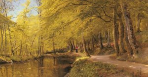 An Afternoon Stroll Oil painting by Peder Mork Monsted