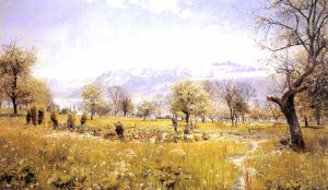 By The Lake Oil painting by Peder Mork Monsted