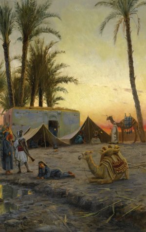 Desert Encampment by Peder Mork Monsted Oil Painting